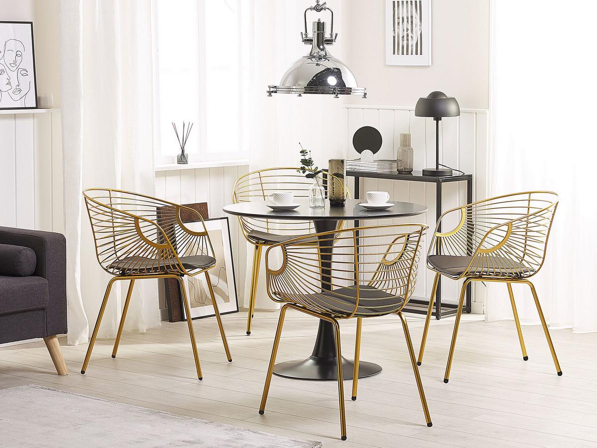 METALLSTUHL 2er-Set Gold Hoback - Goldfarben, Textil/Metall (60/79/56cm) - Beliani