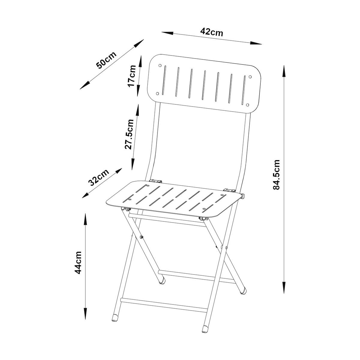 GARTENKLAPPSTUHL-SET 2 TLG. Sande - Hellblau, Metall (42/84.5/50cm) - [en.casa]