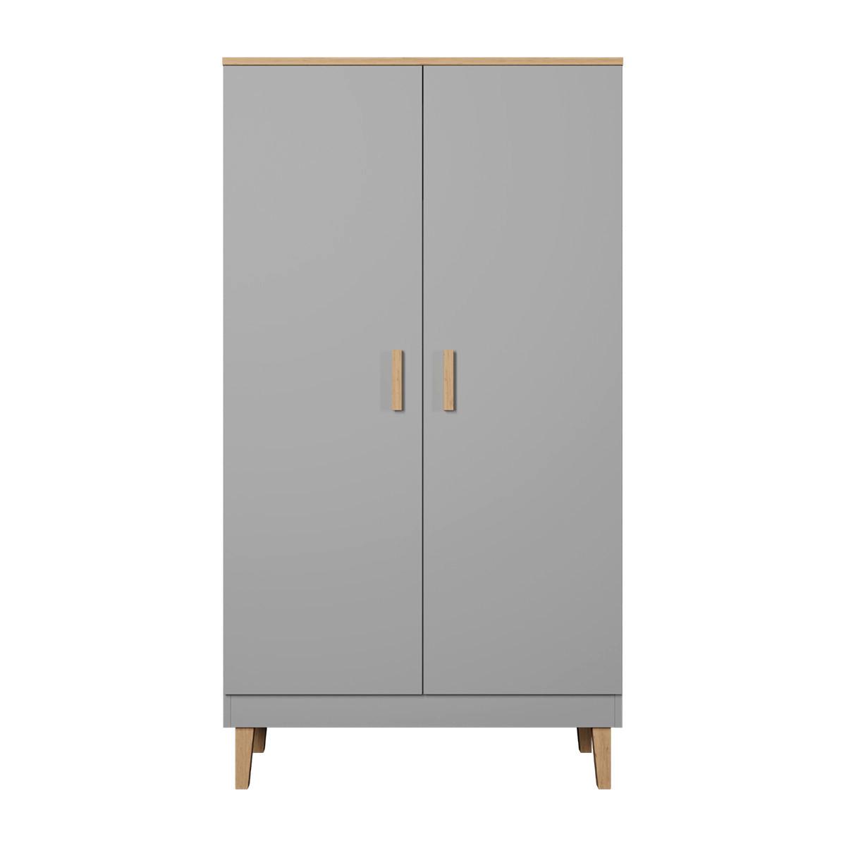 BABYKLEIDERSCHRANK 2 Türen Denver Grau - Grau, Holzwerkstoff (100/184/55cm) - Petits-meubles
