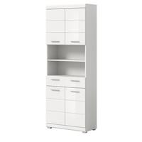 HOCHSCHRANK weiß Hochglanz 74 x 191 cm, Badschrank mit viel Stauraum - Weiß Hochglanz/Silberfarben, Holzwerkstoff/Kunststoff (74/191/31cm) - Inn.Furn