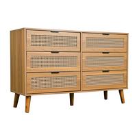 SIDEBOARD mit 6 Schubladen Sideboard aus Holz mit Metallgriffen, Retro-Design, für Schlafzimmer & Büro Walnuss - Braun, Holzwerkstoff (120/77/40cm) - Urban Meuble