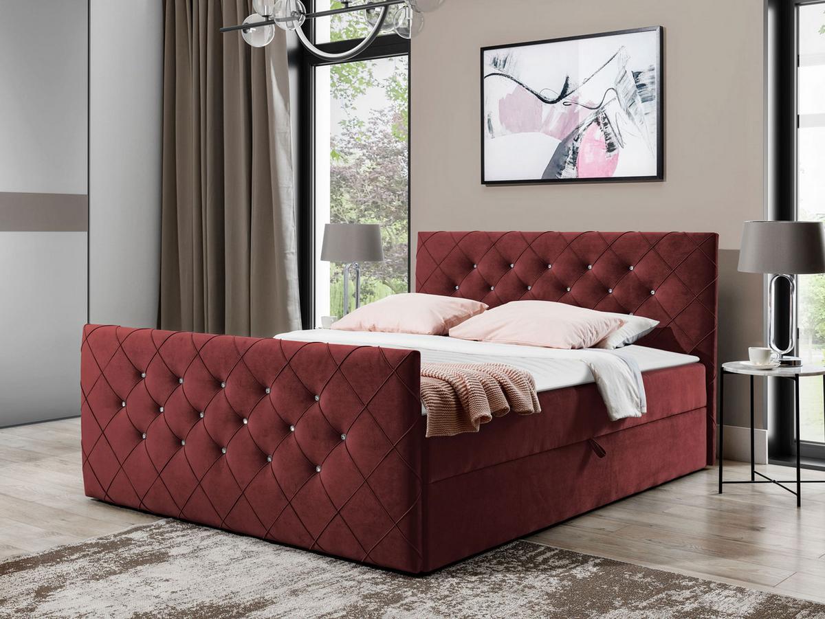 BOXBETT Malaga - H3 - Bordeaux, Holz (160/200cm) - MIRJAN24