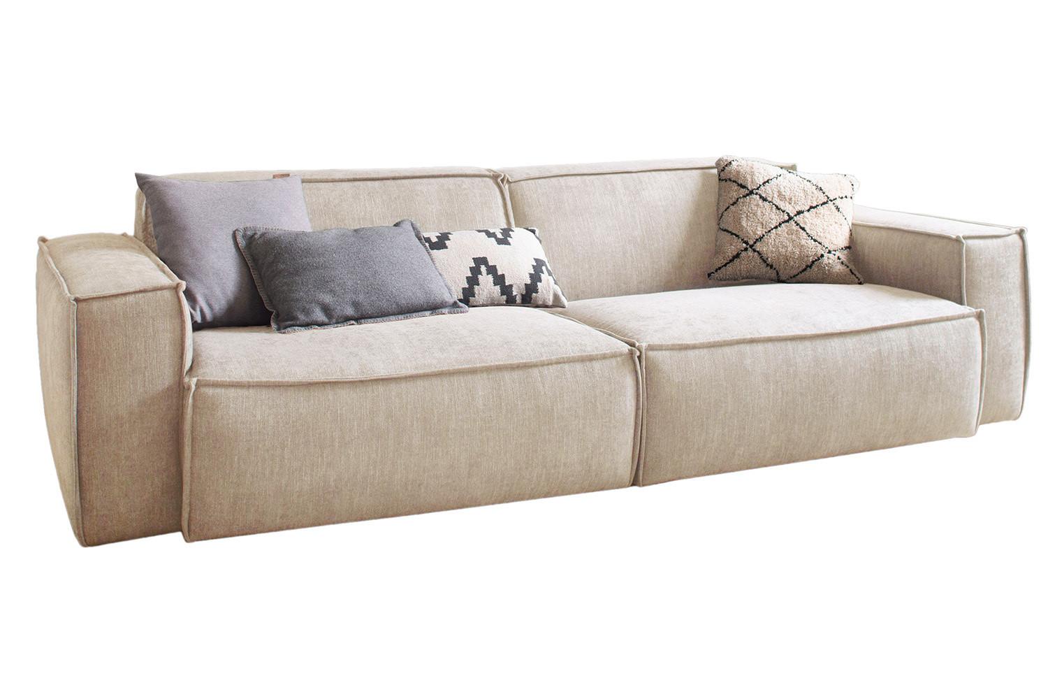 SOFA SAMU Beige Webstoff - Beige/Schwarz, Textil (236/72/106cm) - KAWOLA