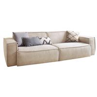 SOFA SAMU Beige Webstoff - Beige/Schwarz, Textil (256/72/106cm) - KAWOLA