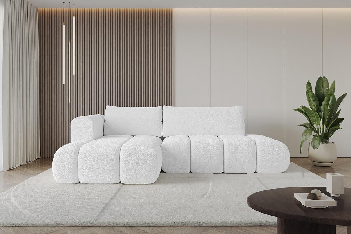 ECKSOFA Ottomane Links CLOUD-L 280x185x90 Weiß Bouclé - Weiß, Holzwerkstoff/Kunststoff (280/185cm) - ALTDECOR