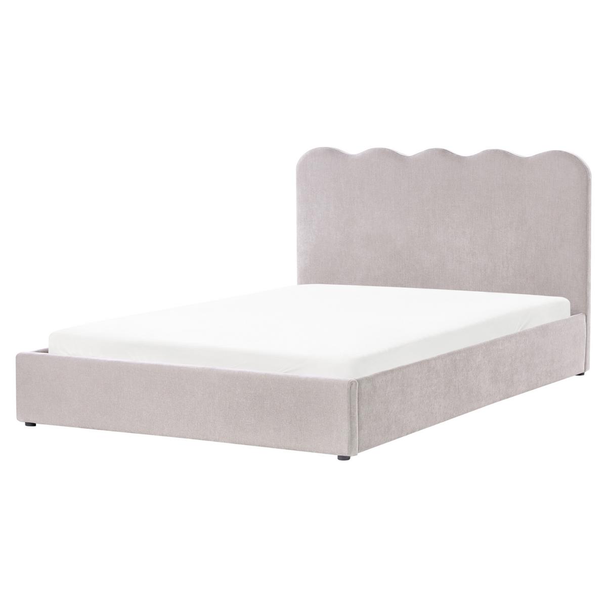 BETT mit Stauraum 160/200 cm Chenillegewebe Taupe Nanterre - Taupe, Textil (160/200cm) - Beliani
