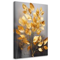 LEINWANDBILD Goldene Blätter Minimalismus 80x120cm - Goldfarben, Textil (80/120cm) - Feeby