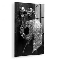 ACRYLGLASBILD WC - Toilettenpapier - Schwarz und weiß - Glitter 80x120 cm - Silberfarben, Glas (80/120cm) - MuchoWow
