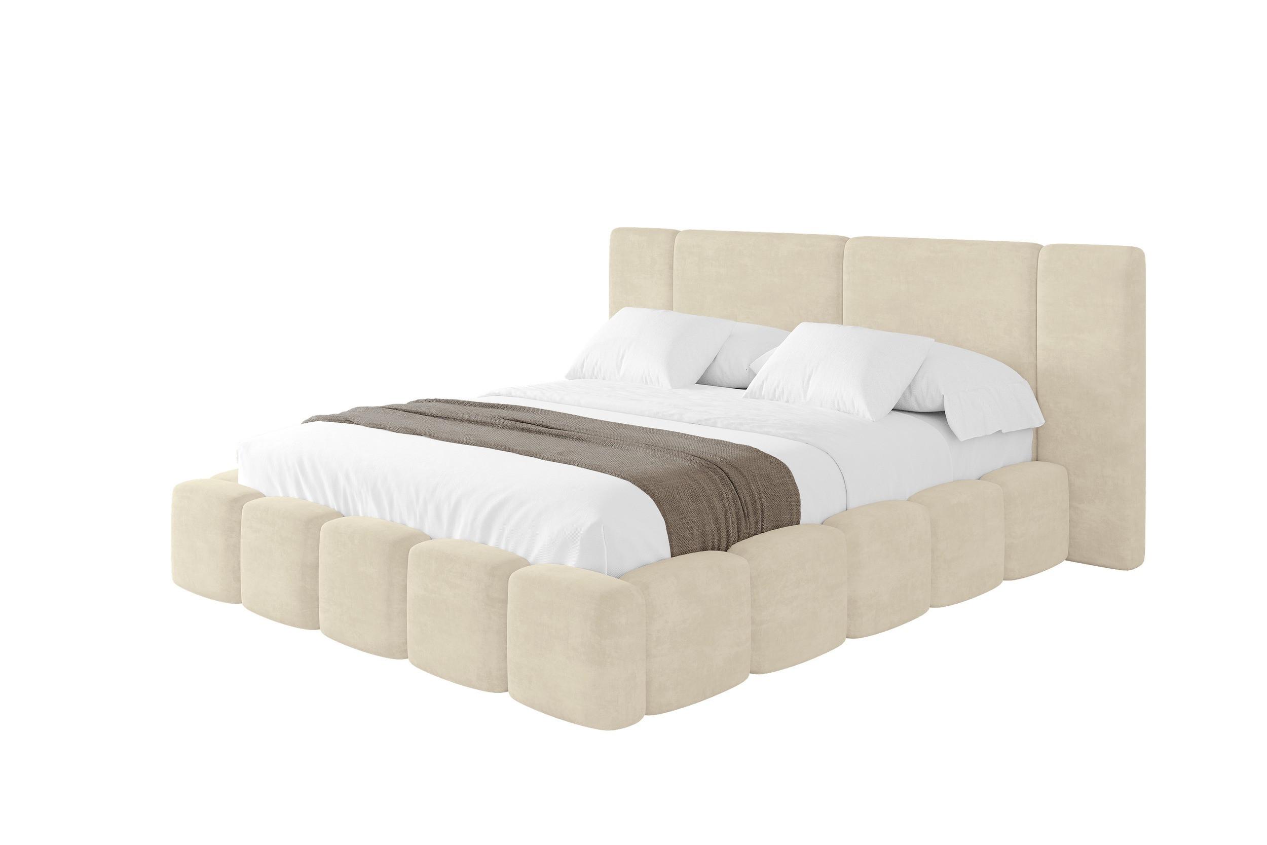 POLSTERBETT mit Bettkasten und Lattenrost, Boxbett ohne Matratze - NILO 120x200 Beige - Beige, Holzwerkstoff/Textil (120/200cm) - ALTDECOR