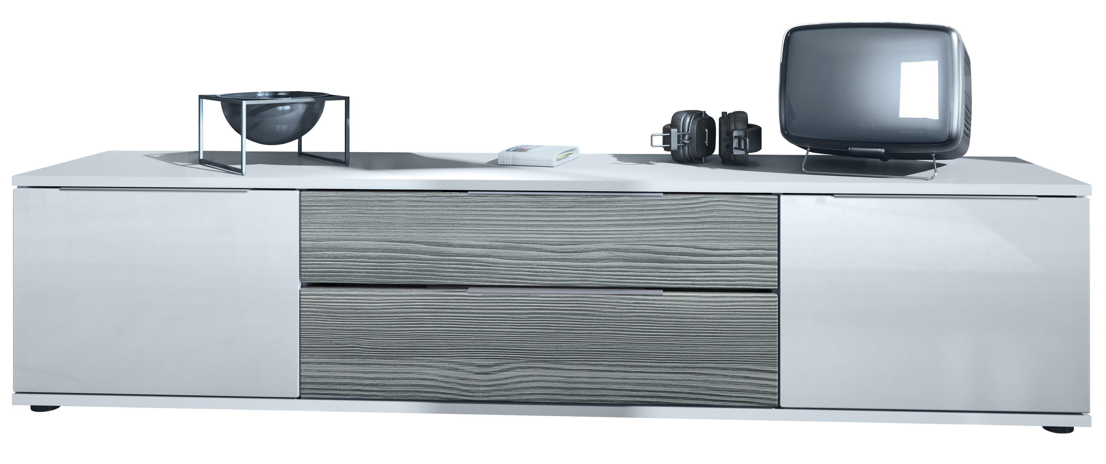 LOWBOARD Linio Avola-Anthrazit - Weiß Hochglanz/Anthrazit, Holzwerkstoff (166.5/37.5/35cm) - Vladon