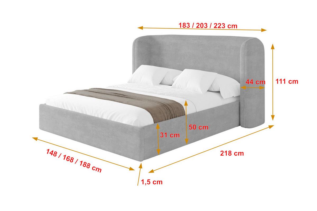 POLSTERBETT mit Bettkasten und Lattenrost, Bett mit Matratze H3/H4 - ESTI 160x200 Grau - Hellgrau, Holzwerkstoff/Textil (160/200cm) - ALTDECOR