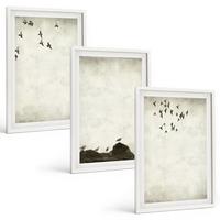 BILDER SET 3er Set - 40x60 cm Weißer Rahmen - Fliegende Vögel Minimalismus - Weiß, Kunststoff (40/60cm) - TULUP