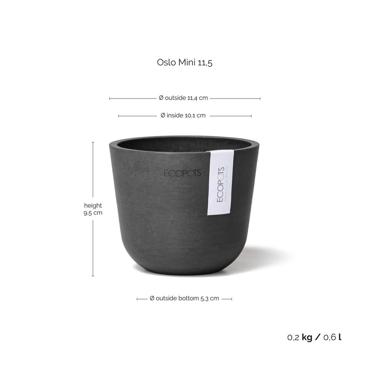 BLUMENTOPF Oslo Mini 11,4/9,5 cm Dunkelgrau - Dunkelgrau, Kunststoff (11.4/9.5cm) - Ecopots