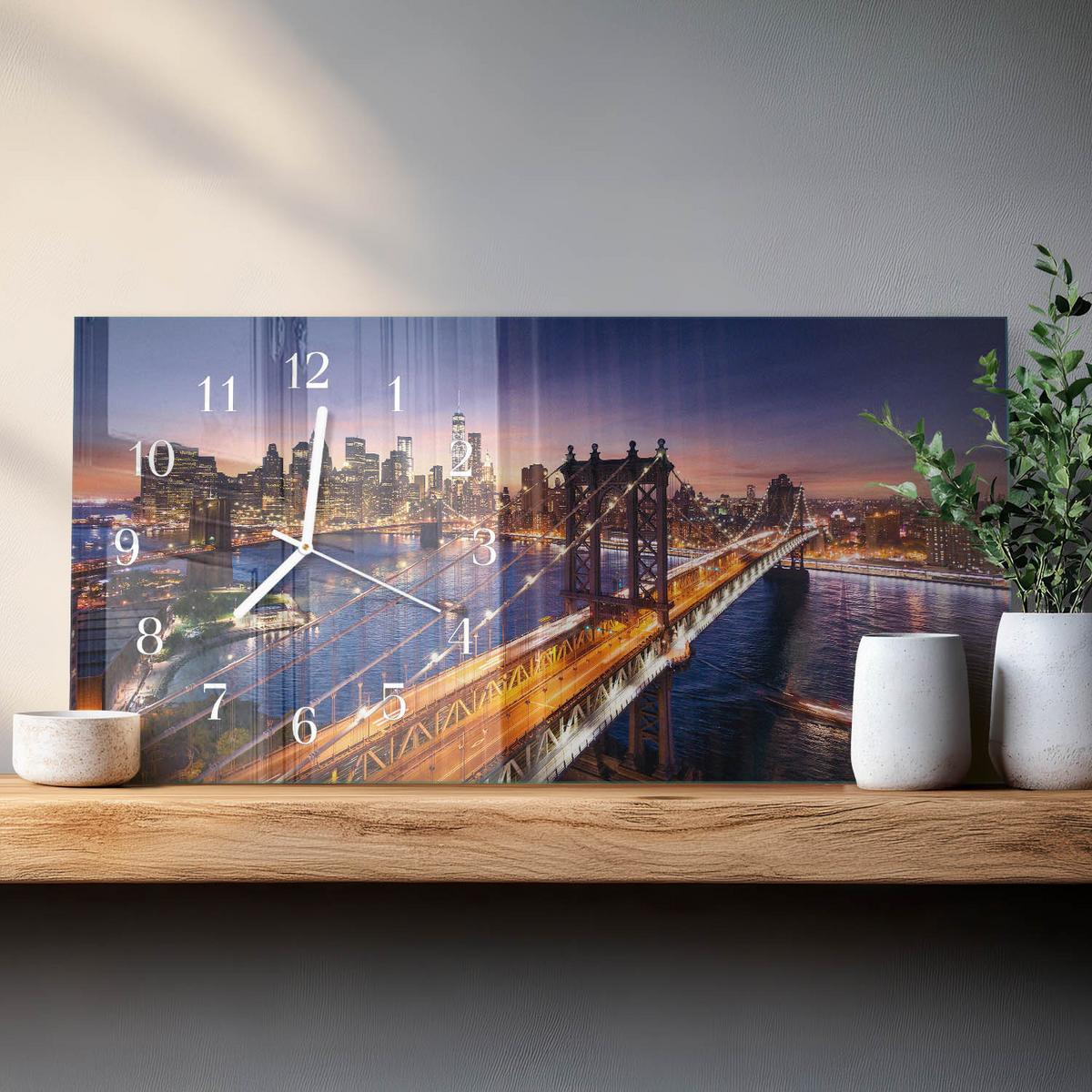 WANDUHR aus Glas 60x30 cm - New York - Lila, Glas (60/30/0.4cm) - TULUP