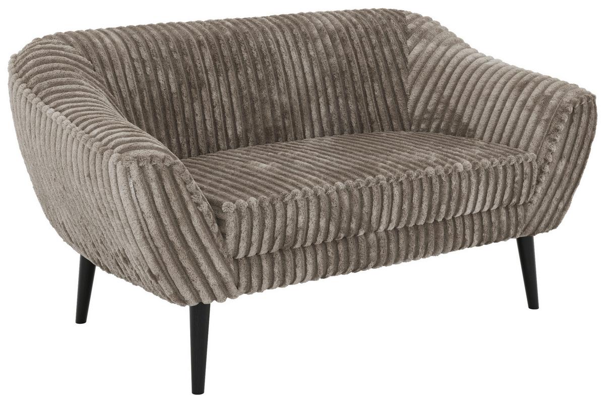2-SITZER-SOFA PIRS - Hellbraun Cord - Schwarze Beine - Hellbraun/Schwarz, Holzwerkstoff/Textil (140/75/74cm) - MKS