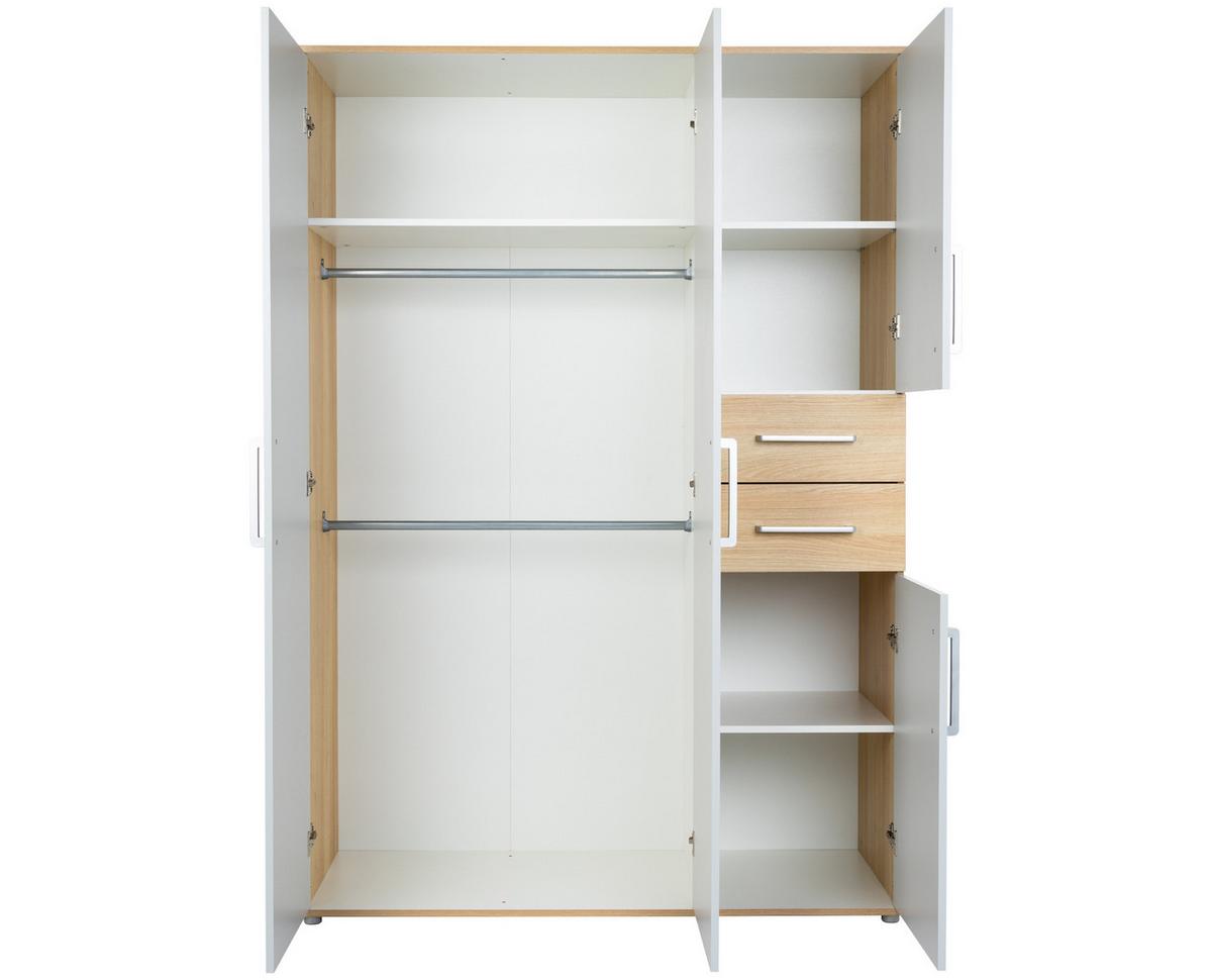 KLEIDERSCHRANK Elina - Eichefarben/Silberfarben, Holzwerkstoff/Kunststoff (1/1/1cm) - arthur berndt