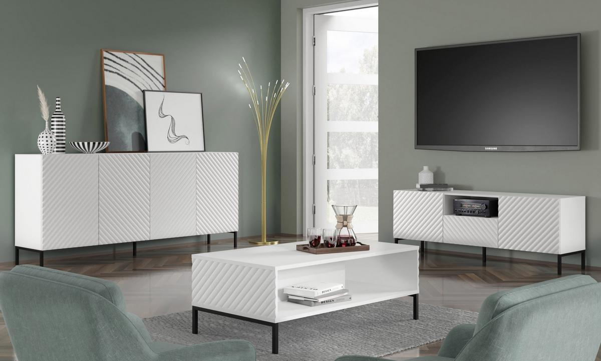 KOMMODE Weiß, Schwarz 200/87/42 - Schwarz/Weiß, Holzwerkstoff (200/87/42cm) - RAUMHIRSCH FURNITURE