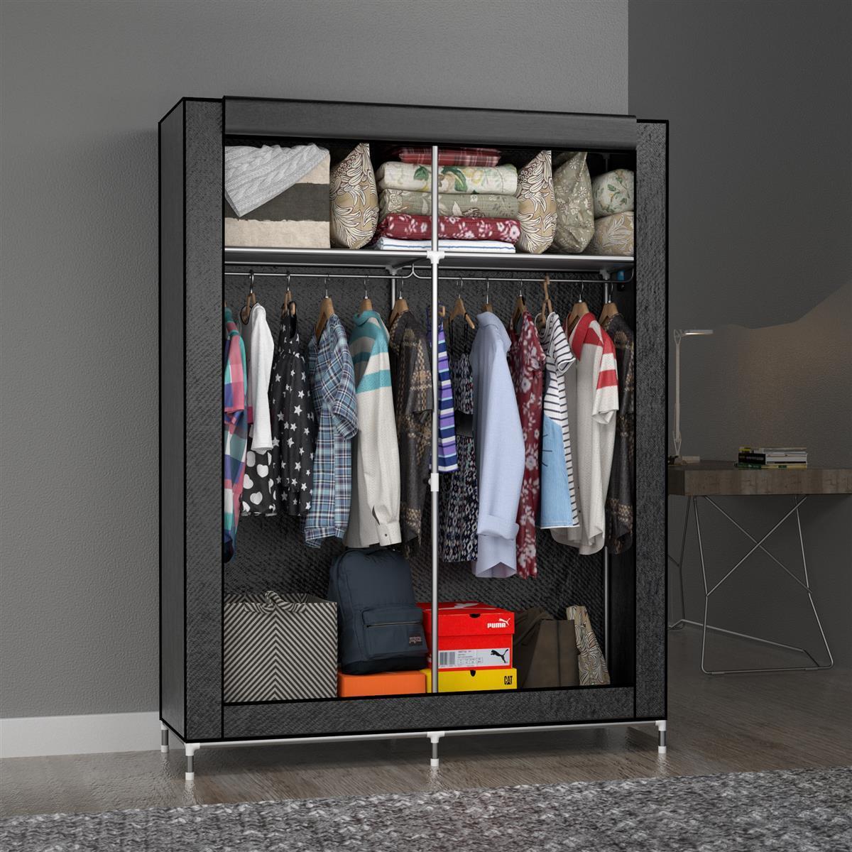 STOFFSCHRANK - Grau, Textil (45/170/108cm) - Intirilife