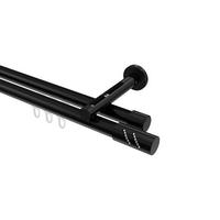 GARDINENSTANGE INNENLAUF Siteno Zoena 600 cm (geteilt in 3 x 200 cm), 2-läufig, 20 mm Ø Schwarz - Schwarz, Metall (600cm) - INTERDECO