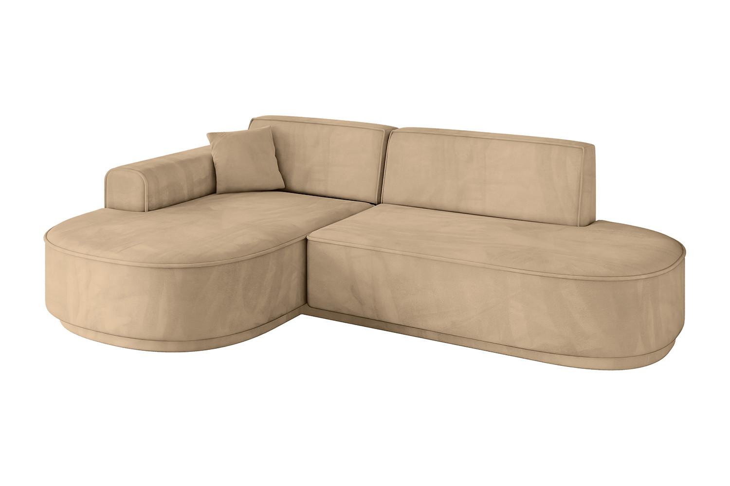 ECKSOFA Ottomane Links MARI-L1-v3 - 243x171x83 cm Taupe Velours - Taupe/Schwarz, Holzwerkstoff/Kunststoff (243/171cm) - ALTDECOR