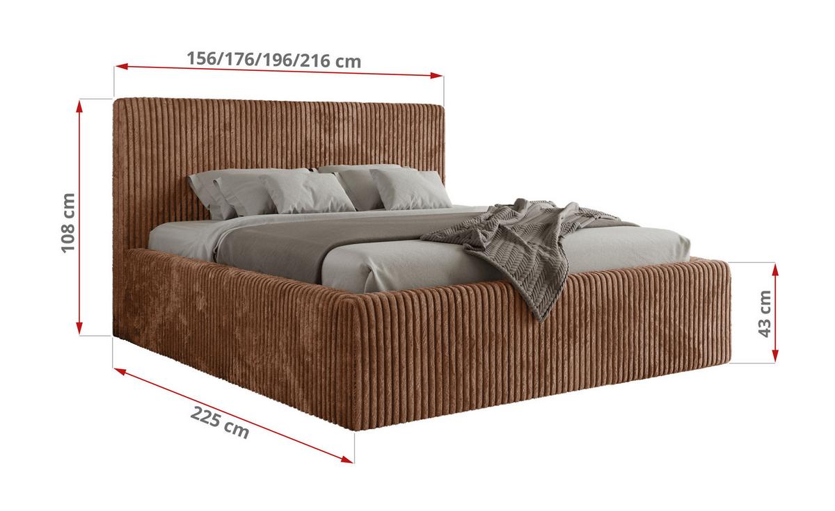 POLSTERBETT TILIANO CLASSIC 180/200 - Orange Cord - Multipocket-Matratze - Orange, Textil (180/200cm) - MKS