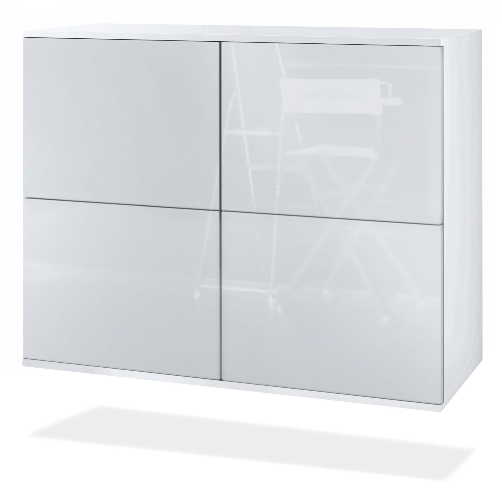 KOMMODE Rova Weiß Hochglanz - Weiß Hochglanz, Holzwerkstoff (92.5/73.5/35cm) - Vladon