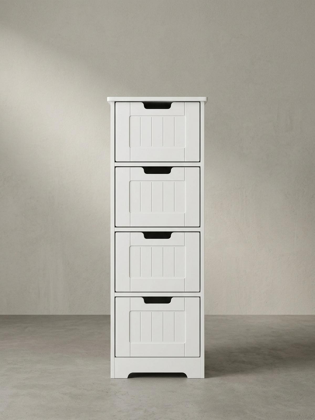 BADKOMMODE Weiß 30x83x30 cm im Landhausstil mit 4 Schubladen und Ablagefläche - Weiß, Holz (30/83/30cm) - KADIMA DESIGN
