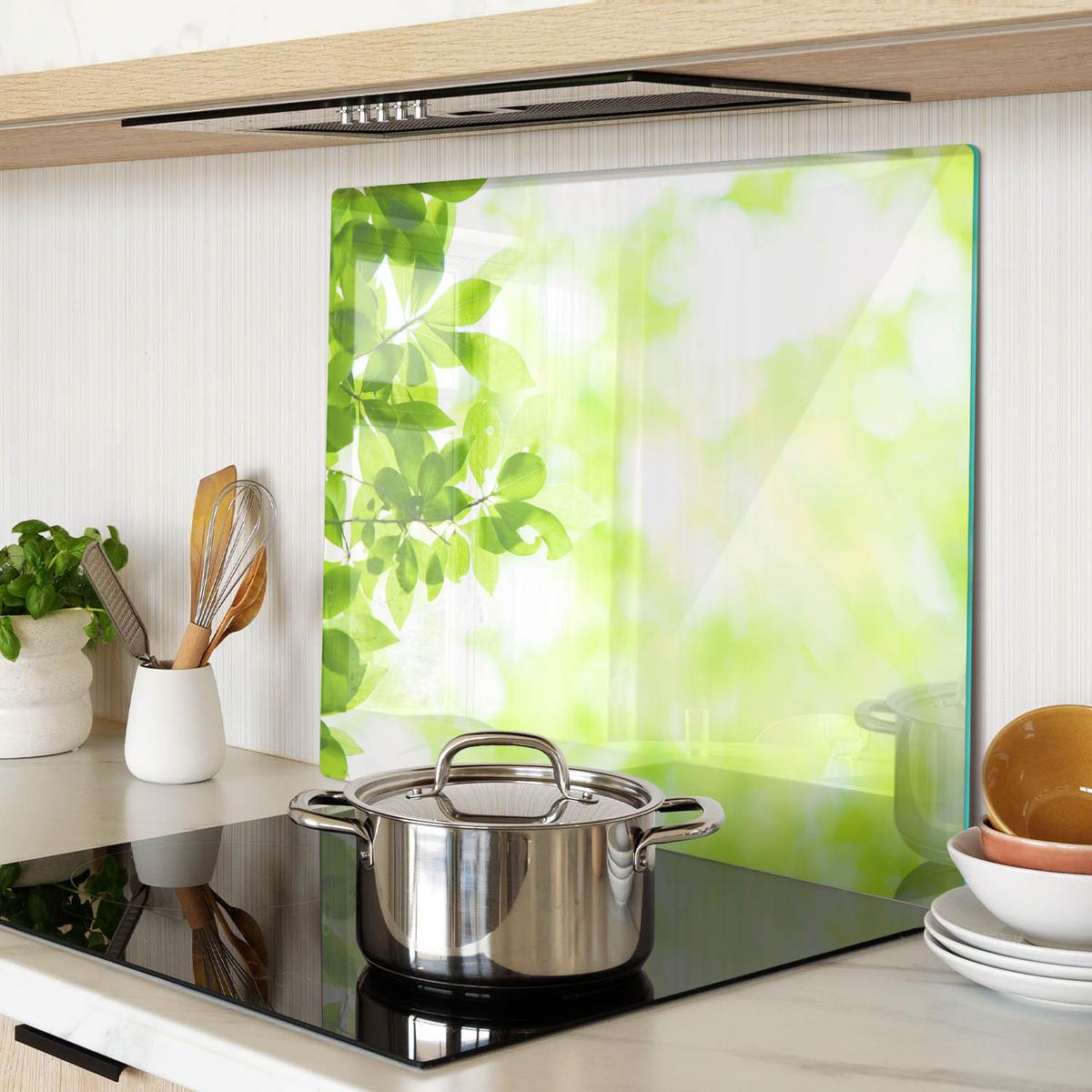 GLASPLATTE 60x52 cm Blätter - Grün, Glas (60/0.4/52cm) - TULUP
