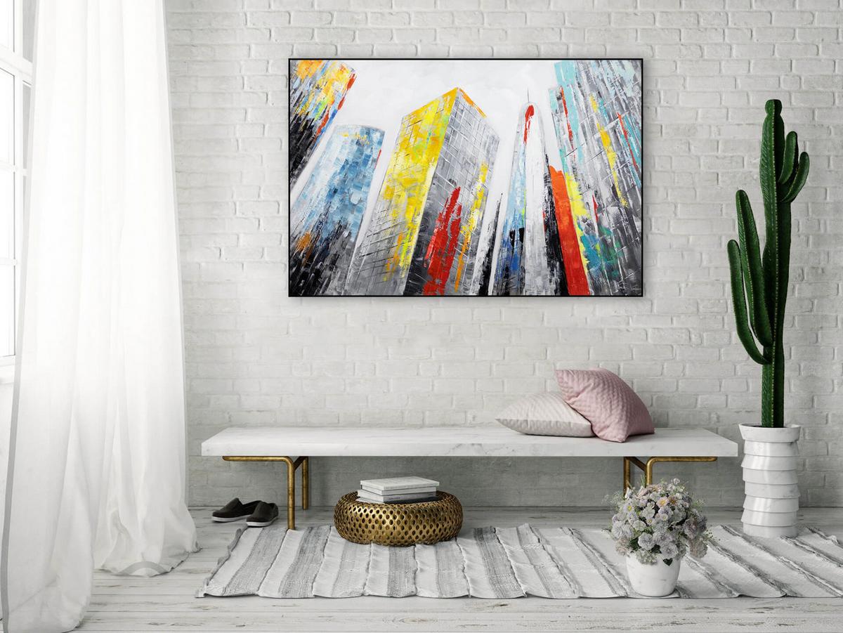 ACRYLBILD HANDGEMALT 120/80 cm - Multicolor/Grau, Holz/Textil (120/80cm) - KUNSTLOFT