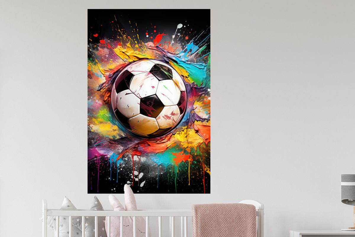 WANDTATTOO Fußball - Farbe - Farben - Schwarz - Weiß Wandaufkleber 80x120 cm - Weiß, Kunststoff (80/120/0.1cm) - MuchoWow