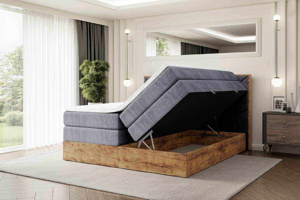 BOXSPRINGBETT mit Matratze H3|H4 und Lattenrost - LOLLI6 KING-200x200 - Dunkelgrau Casablanca - Dunkelgrau, Holzwerkstoff (200/200cm) - ALTDECOR