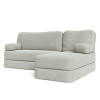 ECKSOFA SABI modulares Boneless Sofa mit Schlaffunktion Hellgrau Boucle-Stoff - Hellgrau, Textil (200/120cm) - MASSENO