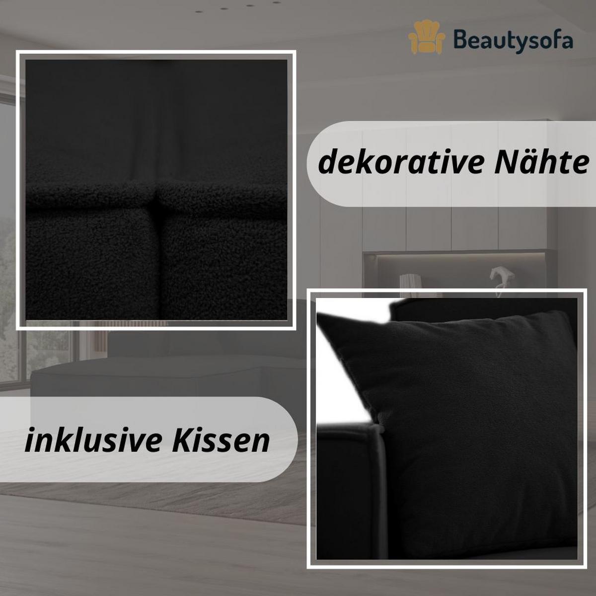ECKSOFA ohne Schlaffunktion Pedro L schwarz rechts - Schwarz, Kunststoff/Textil (267/170cm) - Beautysofa