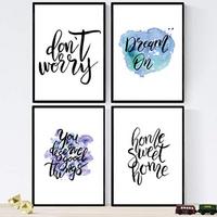 POSTER Set mit 4 glücklich und bunt ‚Traum‘ A4 Rahmenlos - Klar, Papier (29.7/3cm) - Nacnic