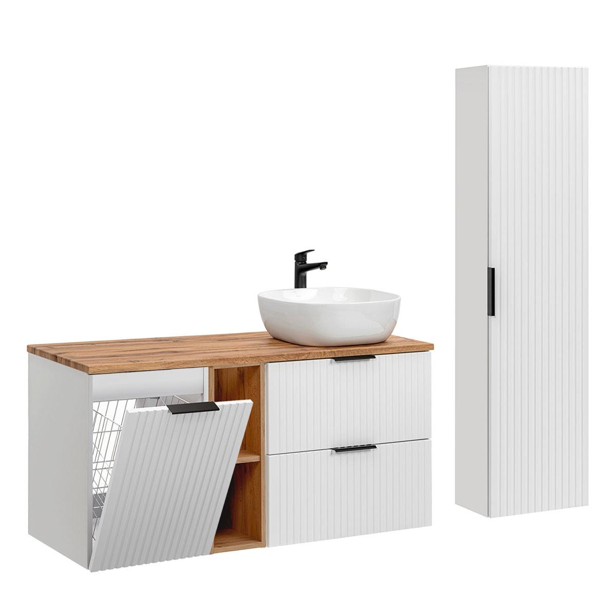 BADMÖBEL 120.8cm Adriel 2er-Set Weiß - Weiß, Holzwerkstoff (120.8/59/46cm) - Petits-meubles