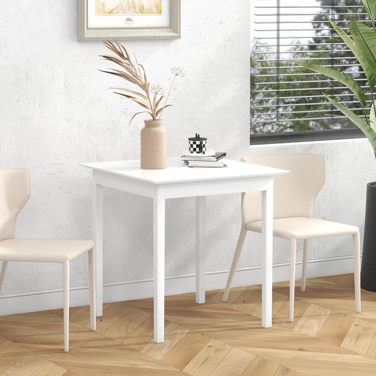 ESSTISCH Küchentisch Quadratischer Esszimmertisch für 2 Personen Holz Weiß - Weiß, Holz (75/75/76cm) - HOMCOM