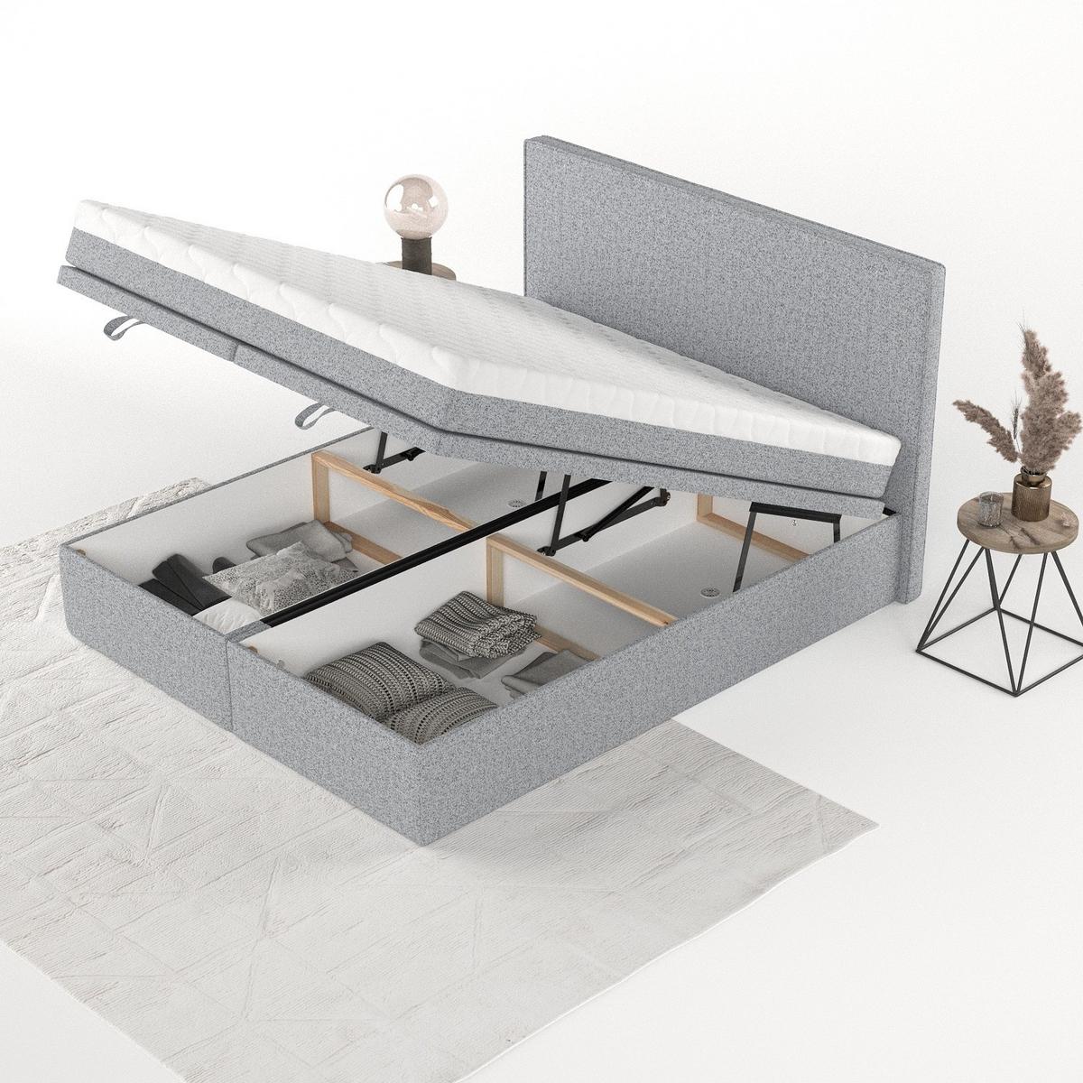 BOXBETT Zalla 160/200 cm Grau im Riva Stoff - Schwarz/Grau, Holz/Holzwerkstoff (160/200cm) - AltaBeds