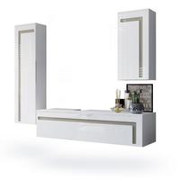 BADMÖBELSET Aloha Absetzungen in Sandgrau Hochglanz - Sandfarben, Holzwerkstoff (210/185/51cm) - Vladon