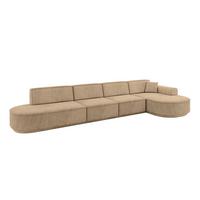 ECKSOFA Ottomane Rechts MARI-L3-v3 - 413x171x83 cm Taupe Velours - Taupe/Schwarz, Holzwerkstoff/Kunststoff (171/413cm) - ALTDECOR