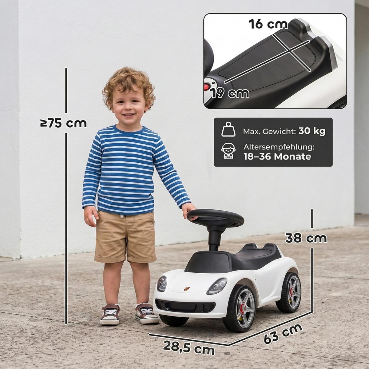 KINDER-RUTSCHAUTO PP Weiß - Weiß, Kunststoff (63/28.5/38cm) - AIYAPLAY