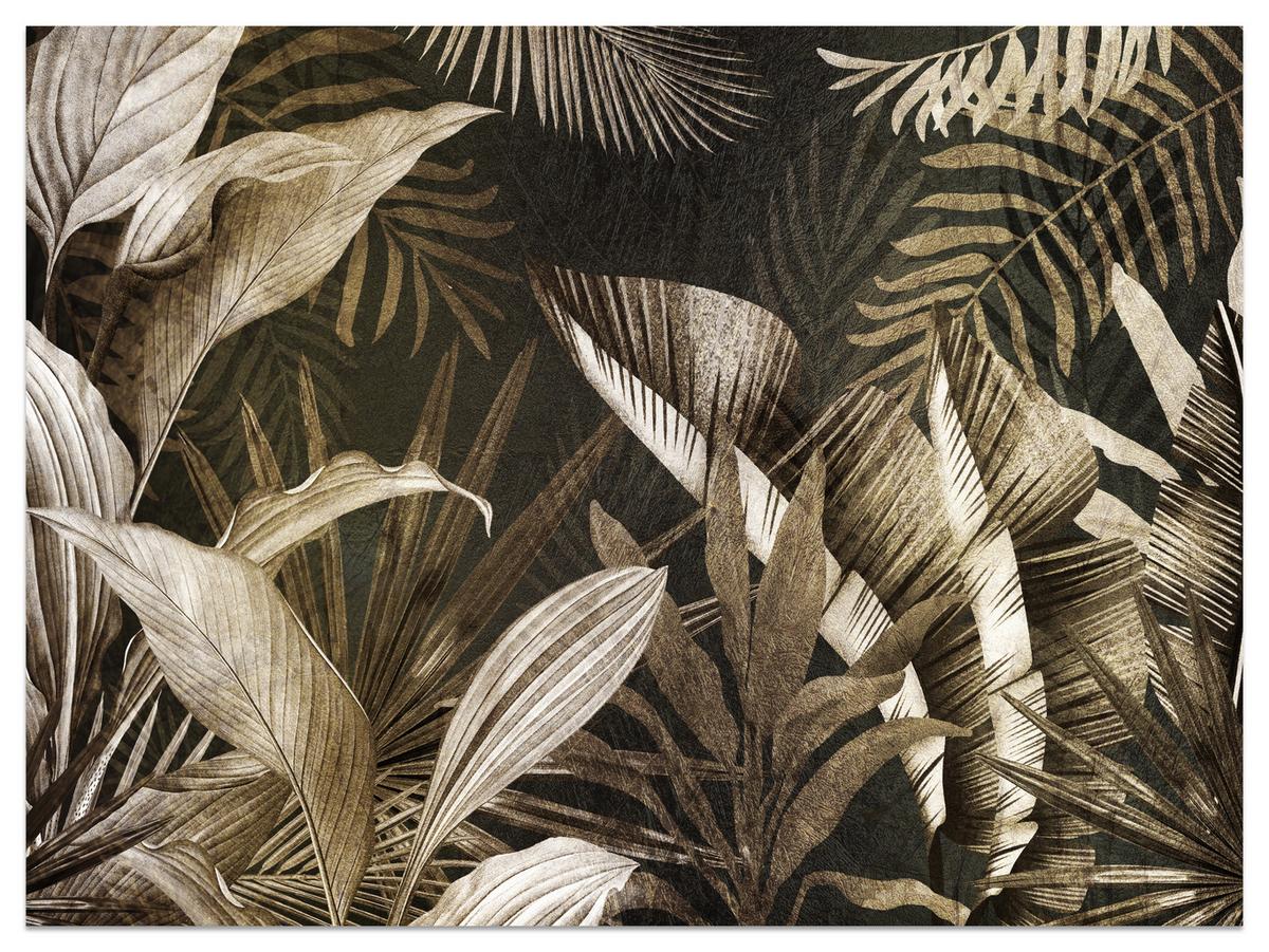 FOTOTAPETE tropische Blätter Pflanzen Retro 450x315 - Beige/Grau, Papier (450/315cm) - Muralo