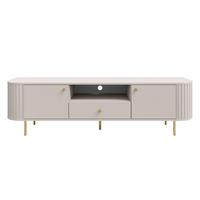 LOWBOARD Halay Beige, 2 Türen & 1 Schublade Moderne Rillenstruktur 180,6 cm - Beige/Goldfarben, Holzwerkstoff/Metall (180.6/50/42.3cm) - AX Living