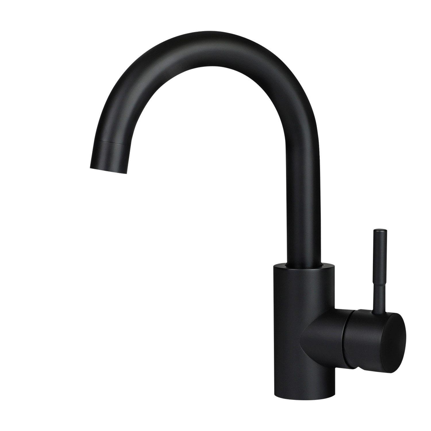 WASCHTISCHARMATUR Flutisf 13/4/24 cm - Schwarz, Metall (4/24/13cm) - ZMH