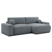 ECKSOFA Puffy mit Schlaffunktion und Bettkasten - besonders weich und puffig aus Dunkelgrau Webstoff - Ottomane rechts - Dunkelgrau/Schwarz, Holz/Kunststoff (266/138cm) - S-Style Möbel