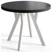 RUNDER Esstisch ausziehbar – Moderner Wohnzimmertisch und Küchentisch – Tisch mit Stabile Konstruktion, Durchmesser 90 cm - 190 cm - Farbe Schwarz - Schwarz/Weiß, Holzwerkstoff (90/90/77cm) - Alpi-Möbel