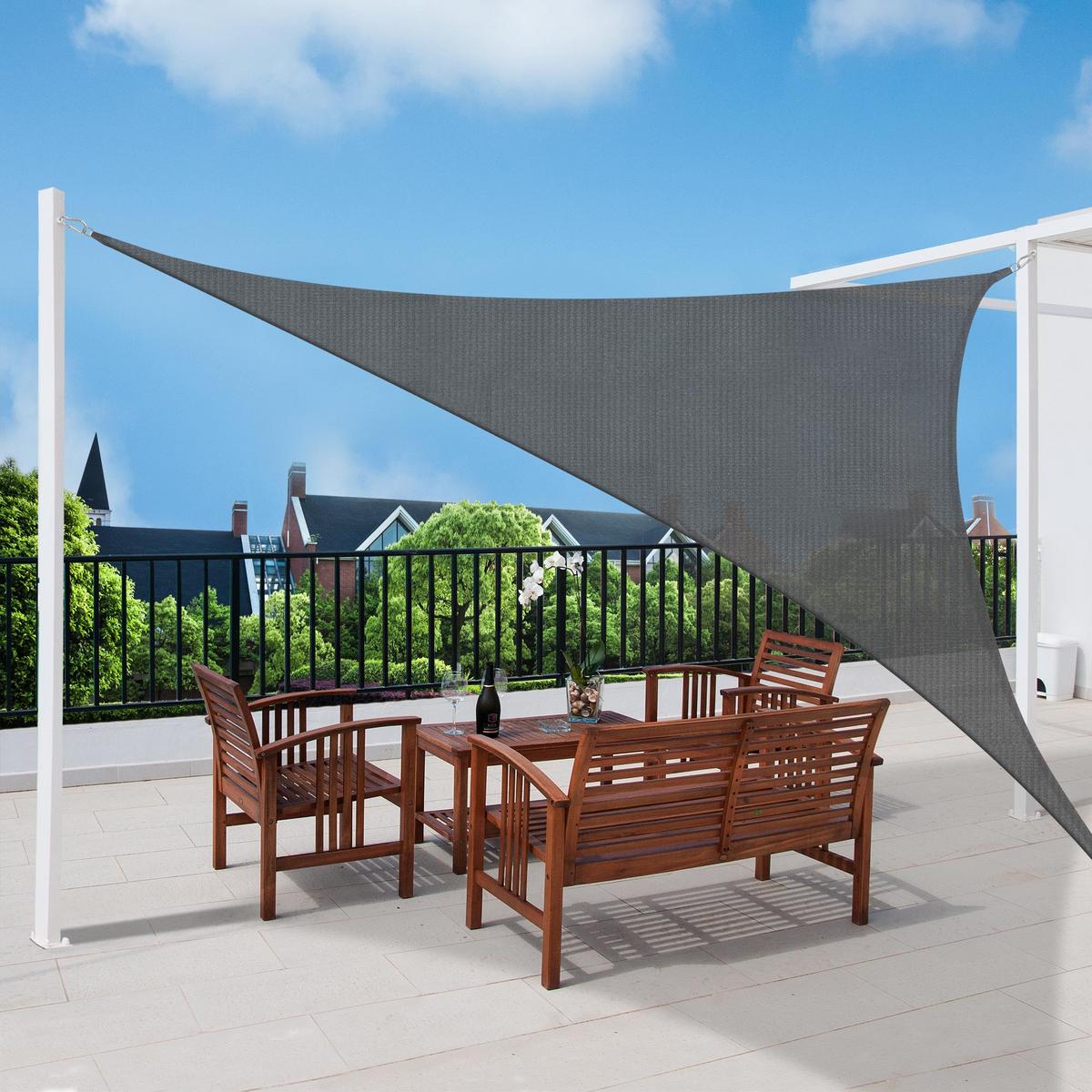 SONNENSEGEL SolVision HS9 500/500/700 cm dreieckig Anthrazit HDPE - Anthrazit, Kunststoff (500/500cm) - Sol Royal
