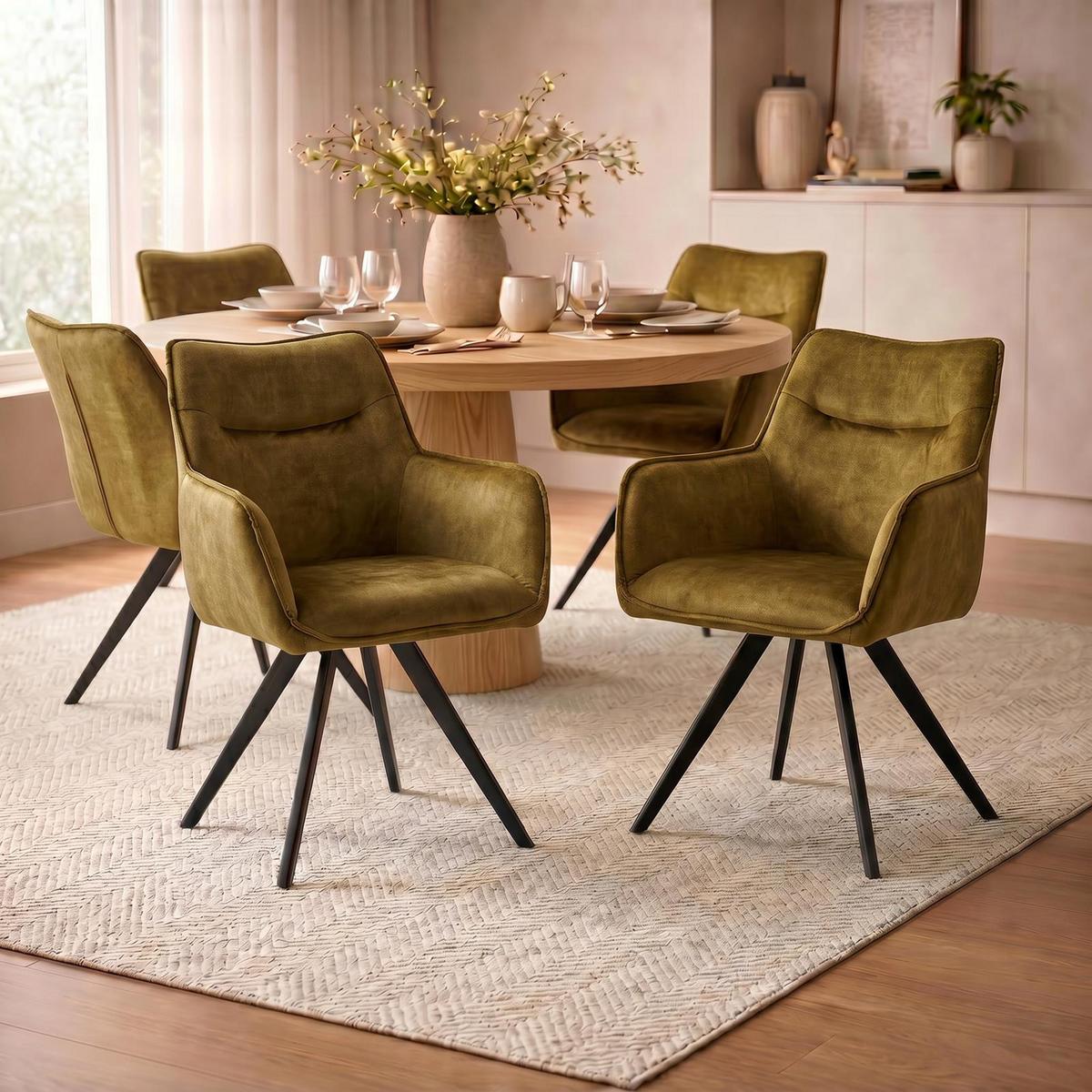 ESSZIMMERSTÜHLE VENICE 2er-Set olivgrün - Olivgrün, Textil (62/87/67cm) - IDIMEX