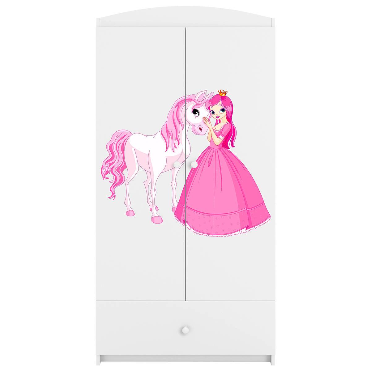 BABYKLEIDERSCHRANK 2 Türen Weiß - Weiß/Rosa, Holzwerkstoff (90/187/57cm) - Petits-meubles