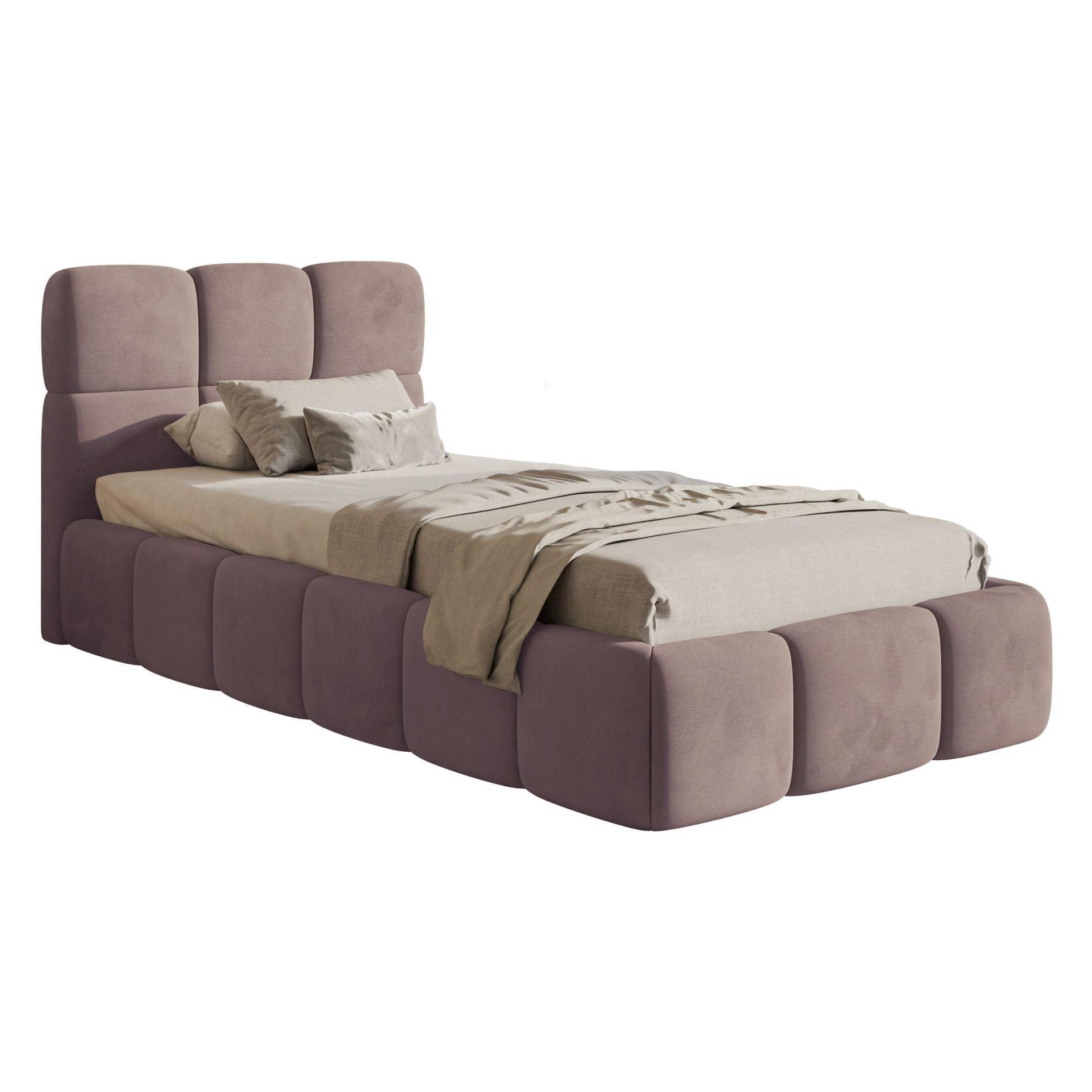 POLSTERBETT Cloudy Hellrosa Samt, 90x200 cm - Hellrosa/Schwarz, Kunststoff/Textil (90/200cm) - Selsey