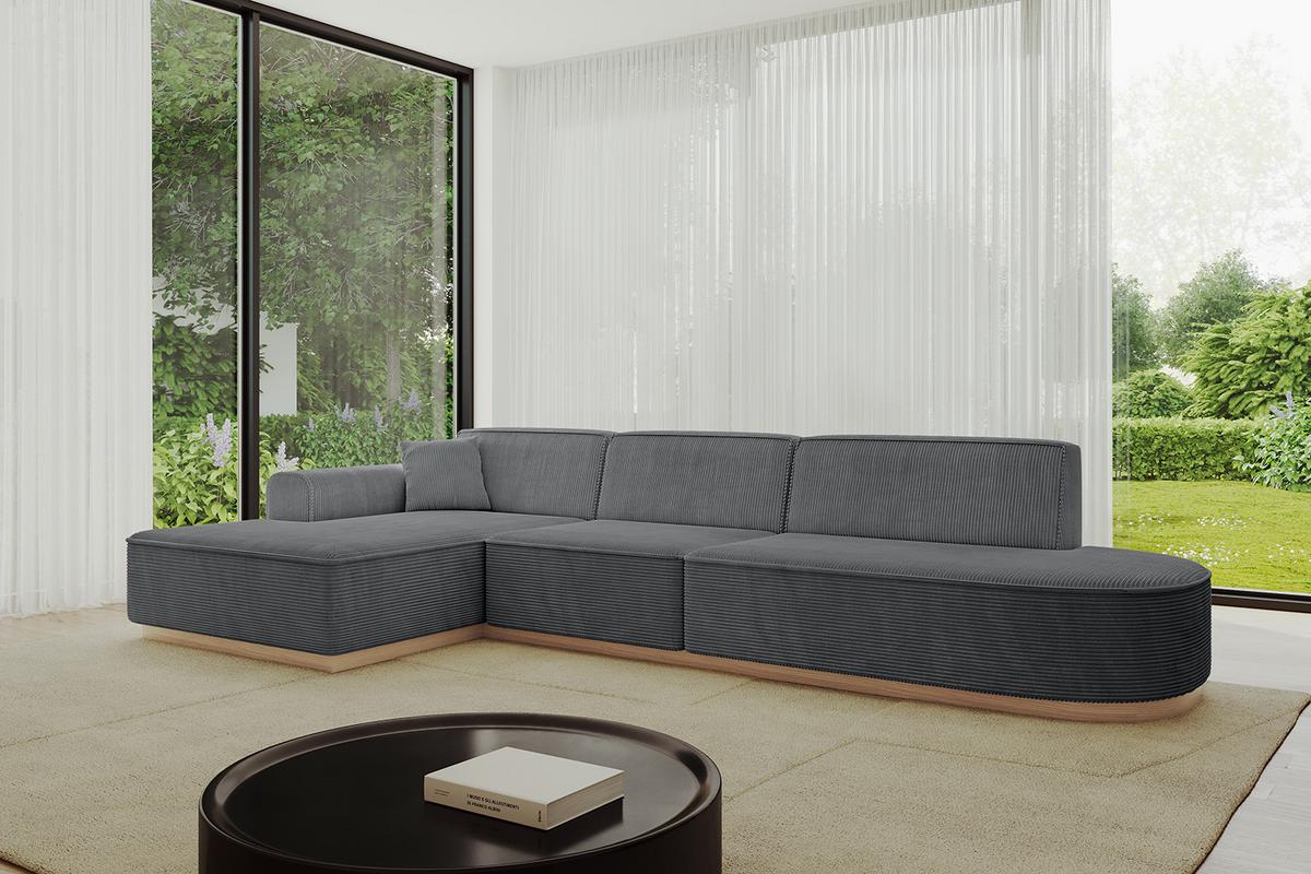 ECKSOFA Ottomane Links IREA-L2 - 327x165x80 cm Duneklgrau - Dunkelgrau, Holzwerkstoff/Textil (327/165cm) - ALTDECOR